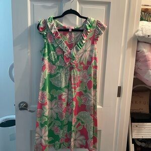 Lilly Pulitzer Pink and Green Pleated Sundress Resort Wear